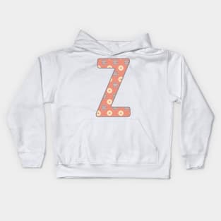 MONOGRAM LETTER Z PINK FLORAL TYPOGRAPHY DESIGN Kids Hoodie